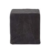 PATCHWORK-HOCKER Leder schwarz, Sitzwürfel 36/36/38 cm - Schwarz, Leder (36/38/36cm) - Homescapes