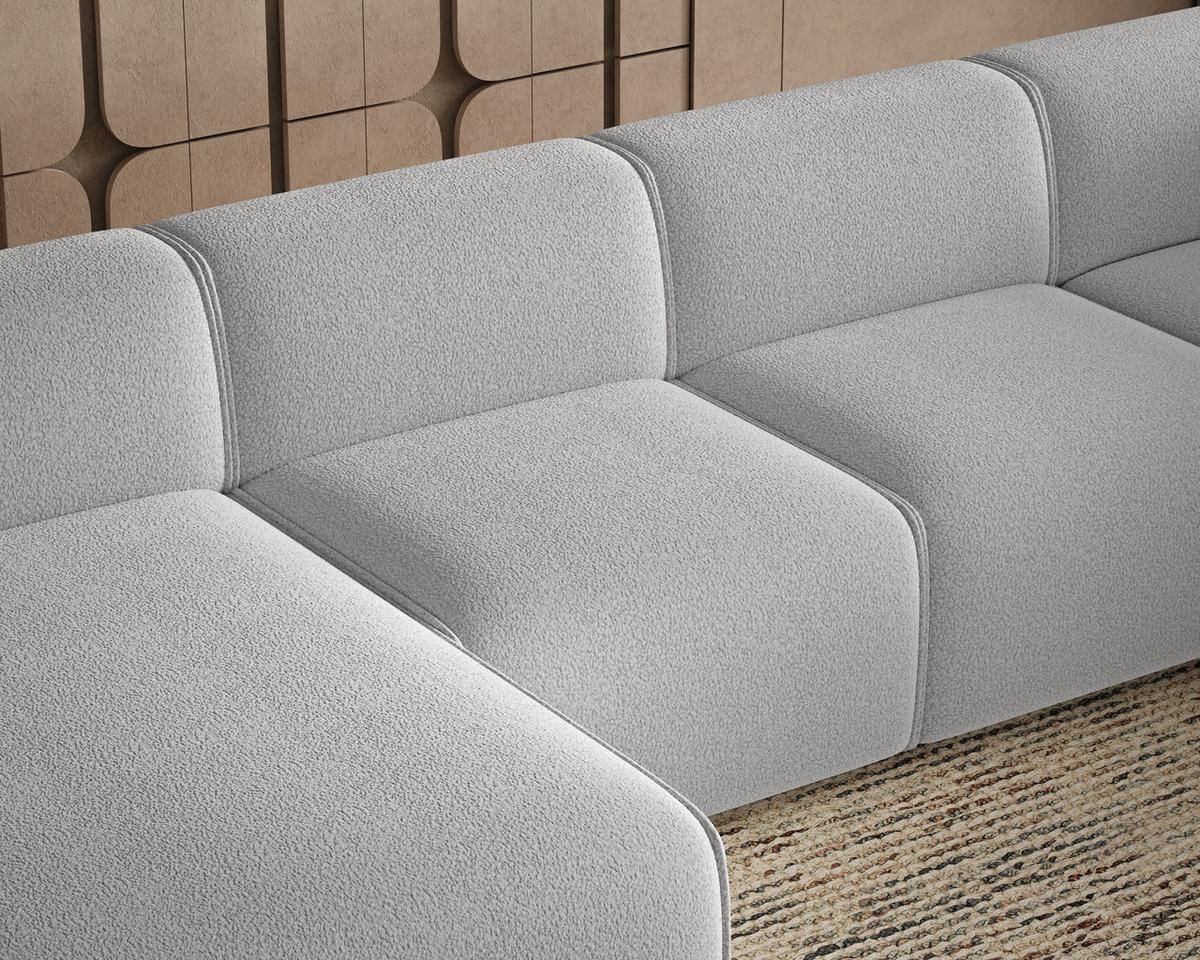 ECKSOFA U Belluno Grau Rechts - Schwarz/Grau, Holz/Kunststoff (220/378cm) - Graingold