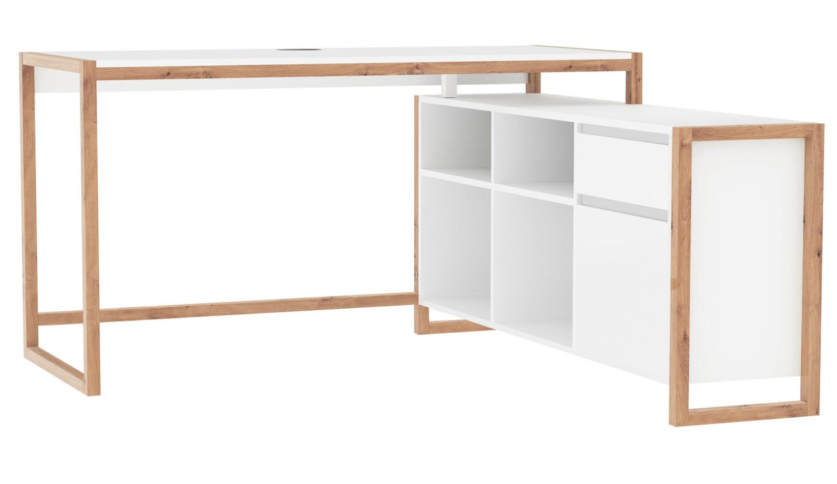 SCHREIBTISCH weiß, Eiche Artisan 139 x 139 cm, Eckschreibtisch für Büro und Homeoffice - Weiß/Eiche Artisan, Holzwerkstoff (139/139/75cm) - Furn.Design
