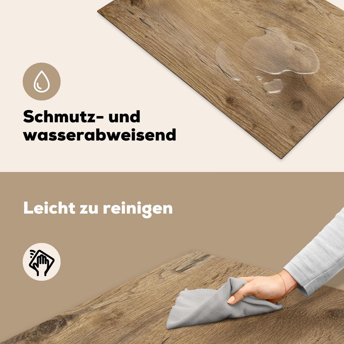 HERDABDECKPLATTE Holz - Braun - Holzoptik Induktionsschutz 81.6x52.7 cm - Eichefarben, Kunststoff (81.6/52.7/0.2cm) - MuchoWow