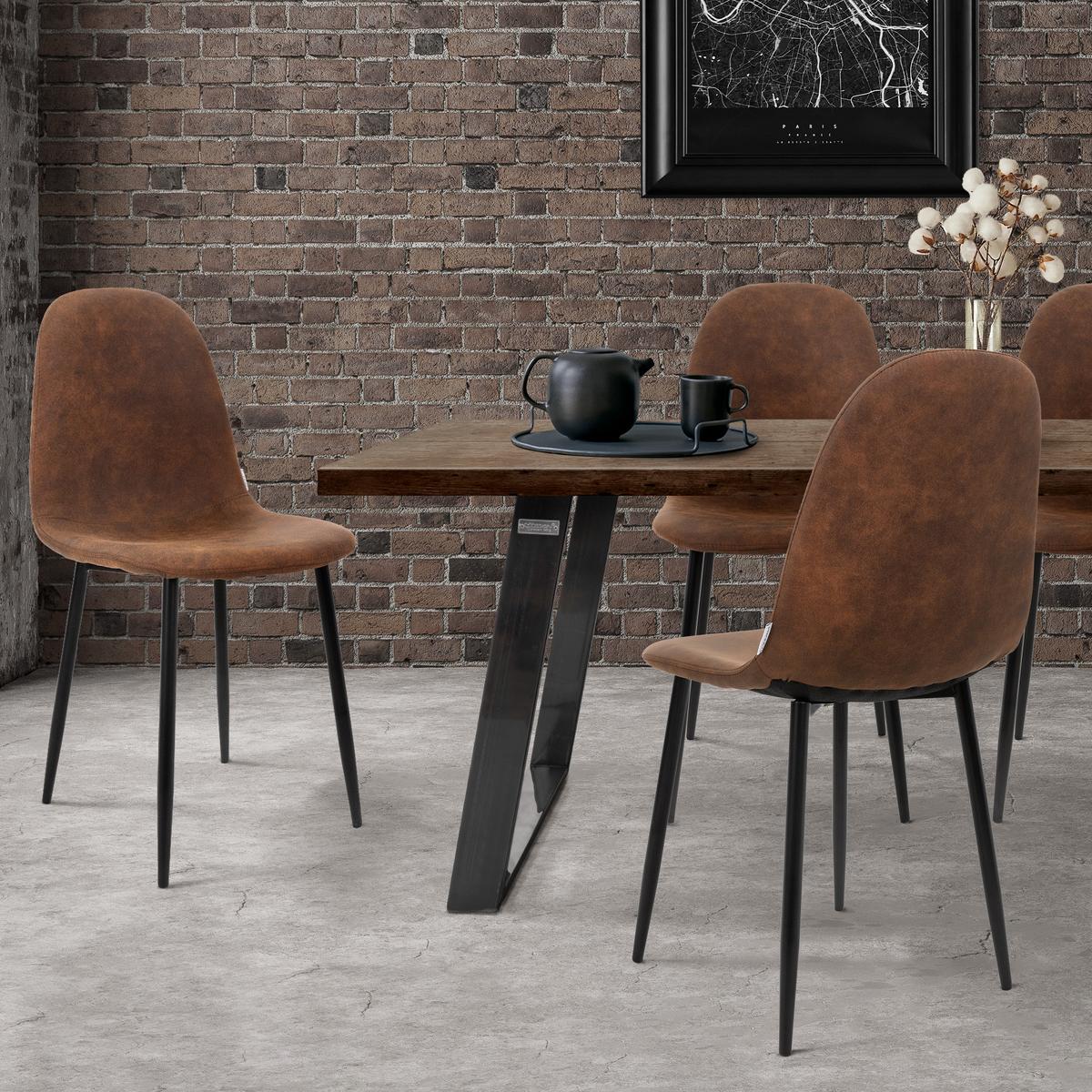 ESSZIMMERSTUHL 4er Set Braun Kunstleder - Dunkelbraun/Schwarz, Holzwerkstoff/Metall (50/87/47cm) - ML-DESIGN
