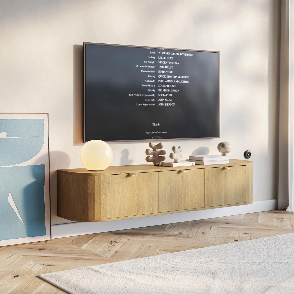 TV-HÄNGEBOARD Coru 3-türig, 175 cm - Eichefarben/Goldfarben, Holzwerkstoff/Metall (175.4/35/39.1cm) - Selsey