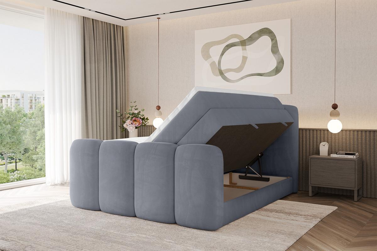 BOXBETT mit Matratze H3|H4 und Lattenrost - NINA-Z KING - 200x200 cm Casablanca - Grau - Anthrazit, Holzwerkstoff (200/200cm) - ALTDECOR