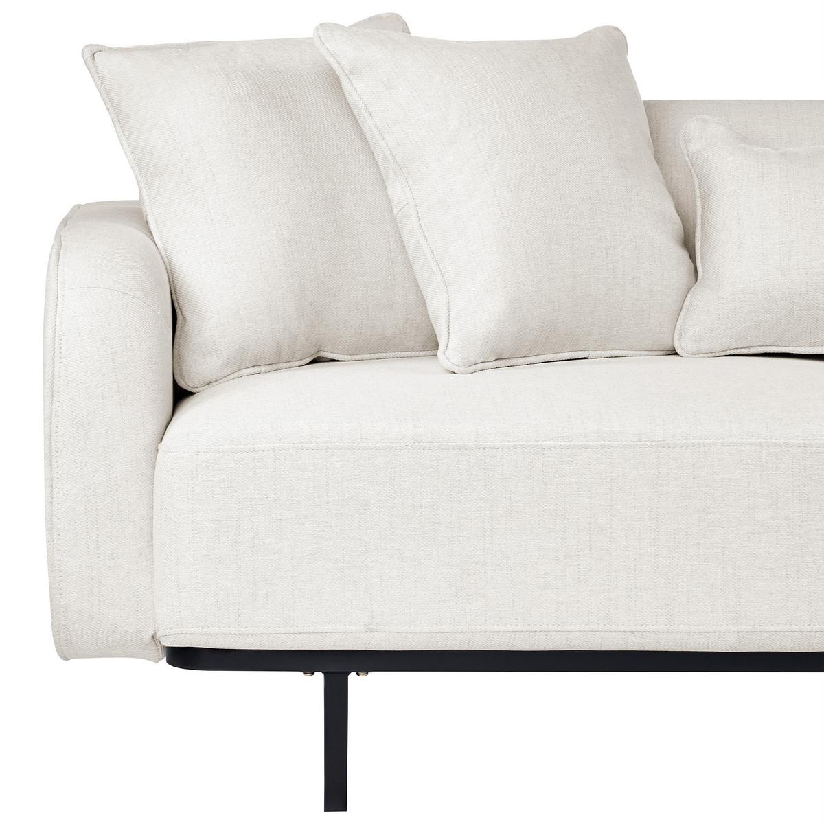 3-SITZER-SOFA Stoff Cremeweiß Svanek - Creme, Textil (196/77/85cm) - Beliani