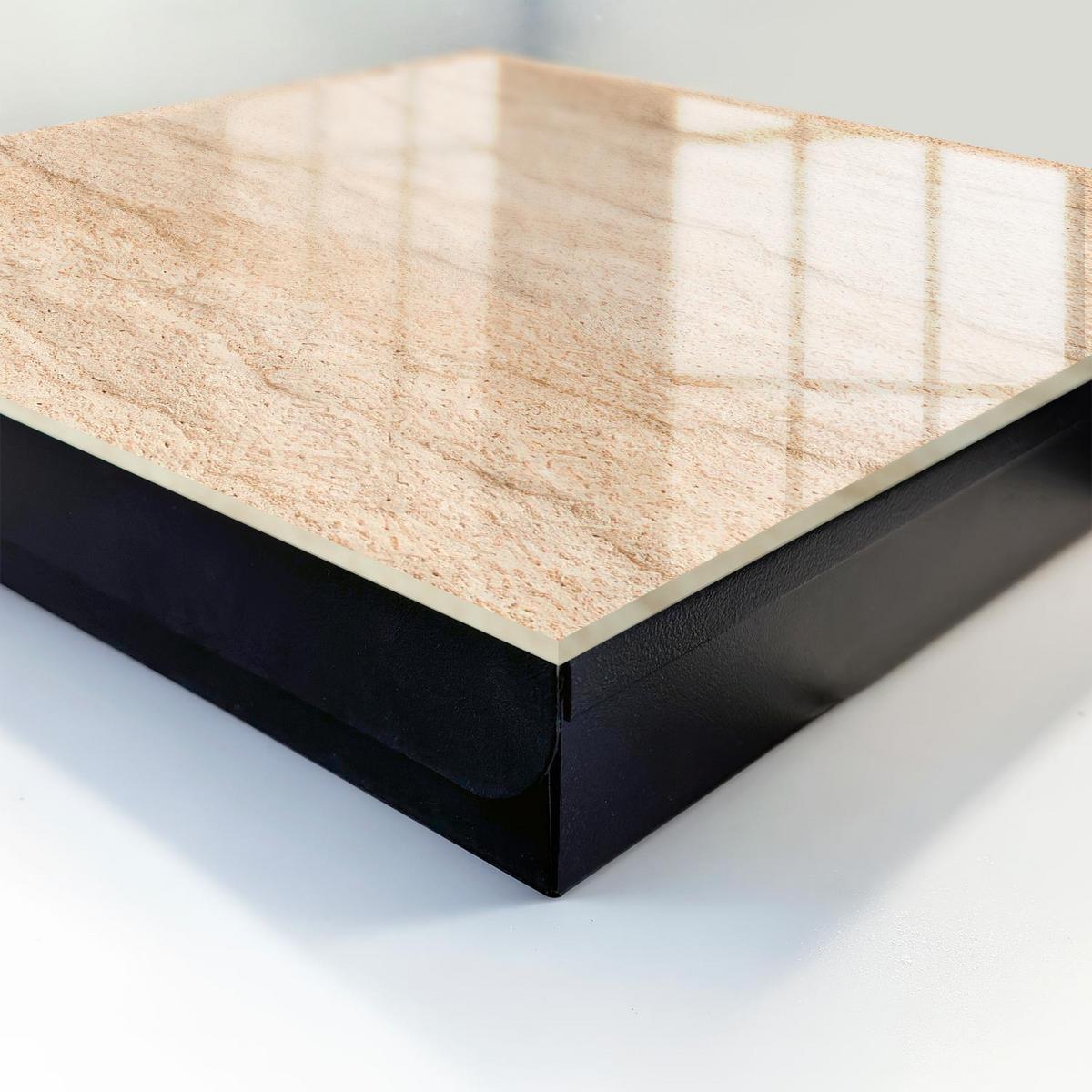 SCHLÜSSELBOX Schwarz 30x30 cm- Türöffnung nach rechts - Steintextur - Beige, Metall (30/30/5cm) - TULUP