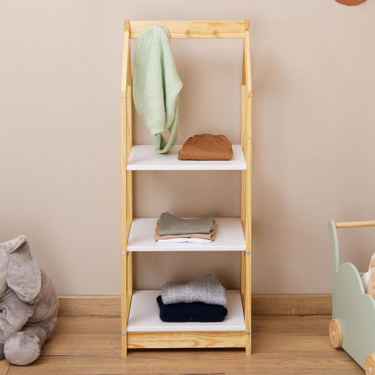KINDERREGAL SALLY - Naturfarben/Weiß, Holz (44/118/42cm) - IDIMEX