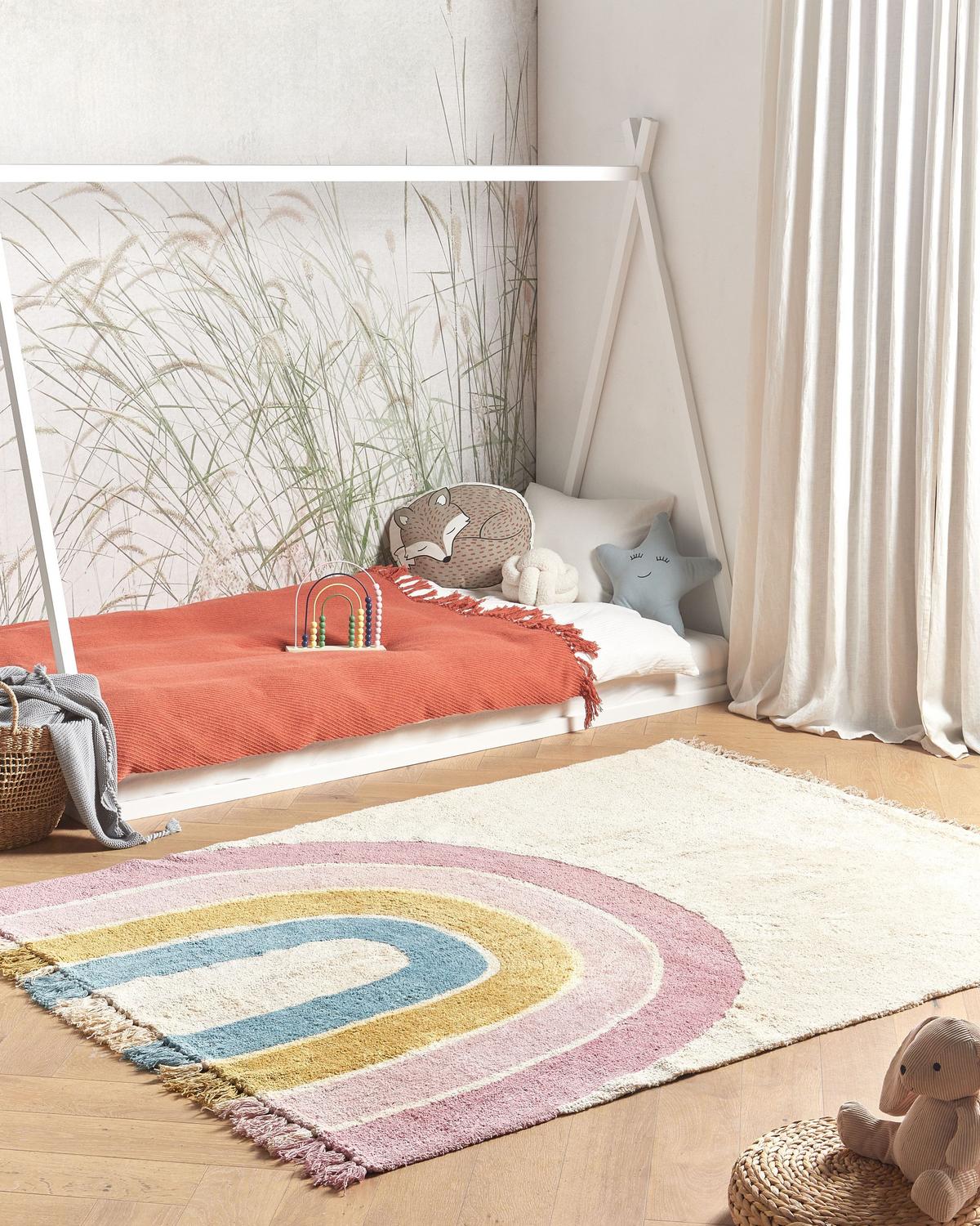 KINDERTEPPICH Bunt 140/200 cm Baumwolle Tatarli - Beige, Textil (140/200cm) - Beliani