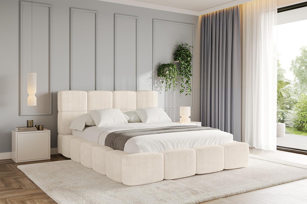 POLSTERBETT mit Bettkasten und Lattenrost, Bett mit Kopfteil, Boxbett ohne Matratze, Doppelbett mit Stauraum - NATA 120x200 Beige - Schieferfarben, Holzwerkstoff/Textil (120/200cm) - ALTDECOR