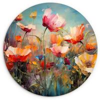 WANDBILD Blumen - Aquarell - Kunst - Botanisch - Natur Wanddeko Schlafzimmer 60x60 cm - Orange, Kunststoff (60/60cm) - MuchoWow