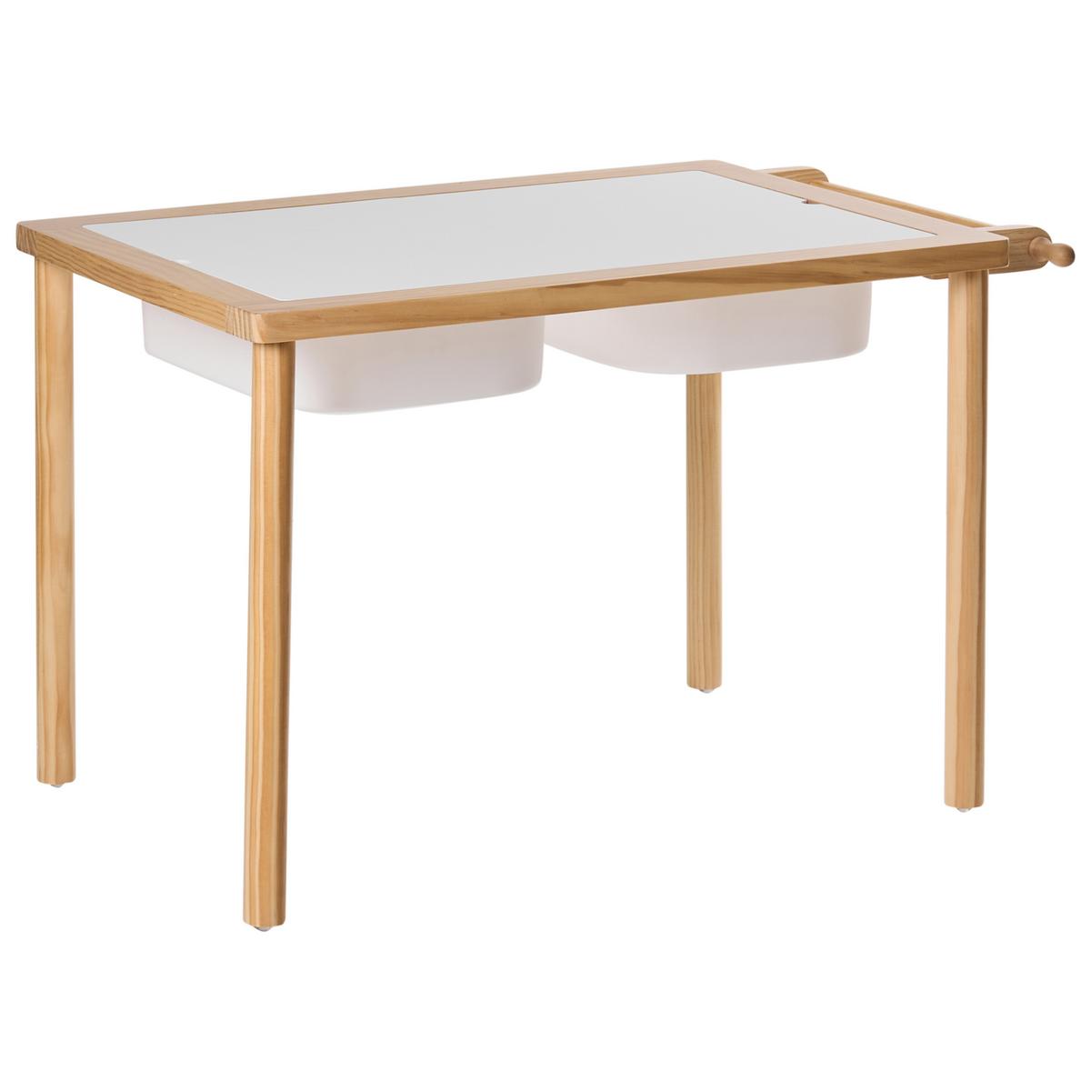 KINDERTISCH und Stuhlset Hellbraun Montessori mit Stauraum Kempsey - Hellbraun, Holz (81/51/52cm) - Beliani