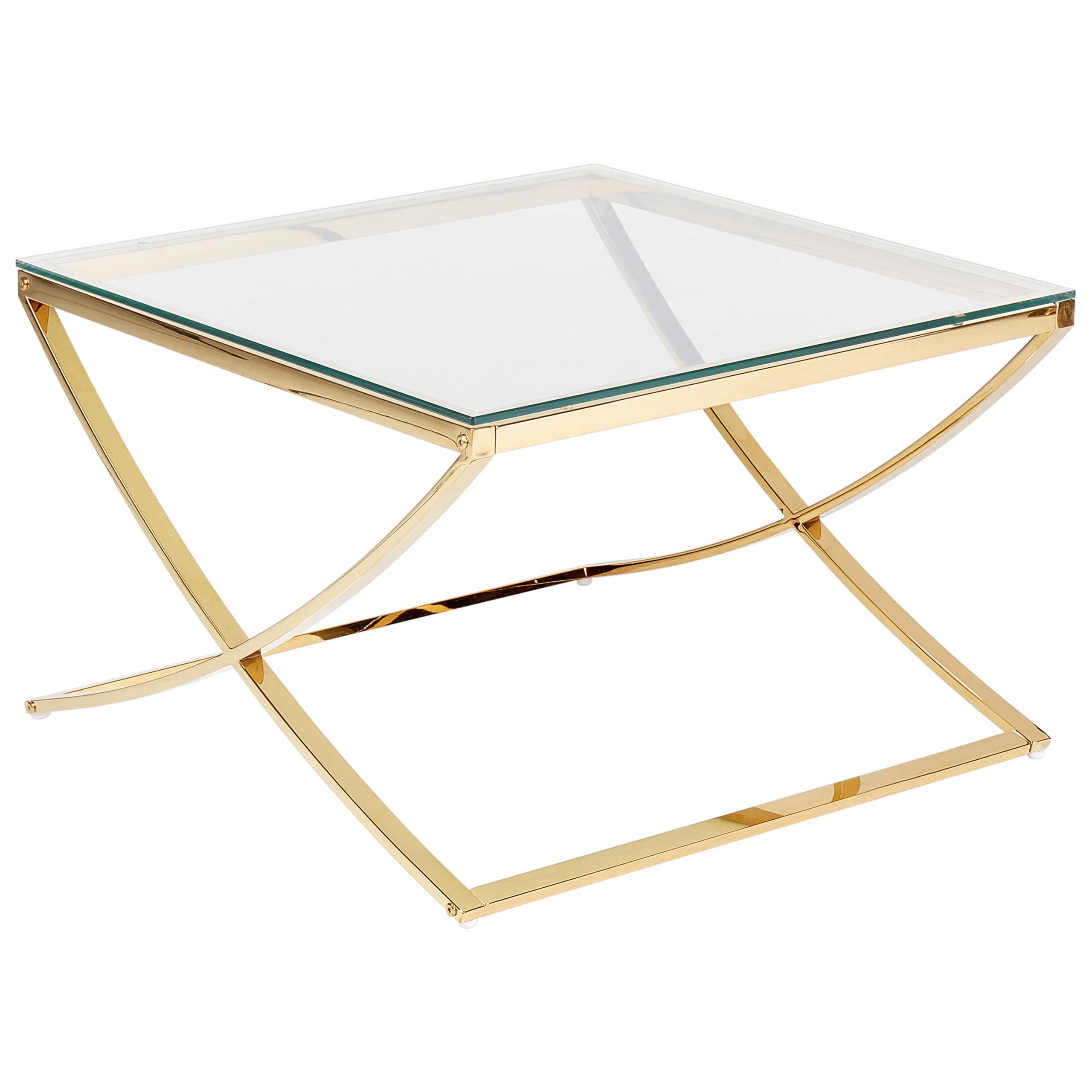 COUCHTISCH Glas/Edelstahl gold quadratisch 70/70 cm Ringgold - Goldfarben, Metall (70/70/45cm) - Beliani