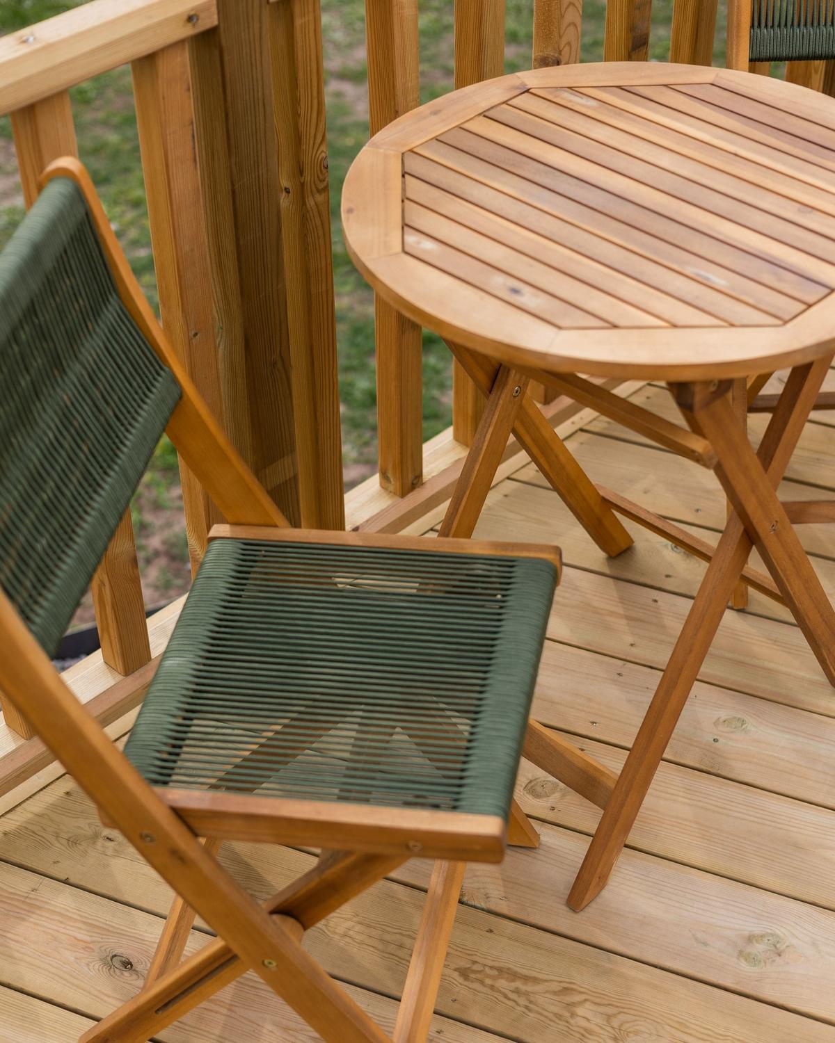 BISTRO-SET 2-Sitzer Grün Prossedi - Hellbraun/Grün, Holz - Beliani