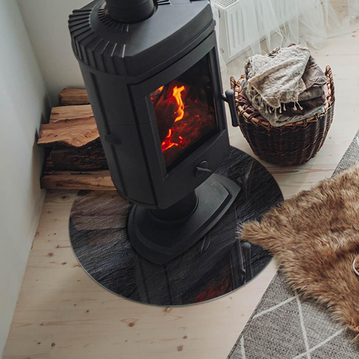 GLASPLATTE für Kamin Ø 60 cm - Schwarz, Glas (60/60/0.4cm) - TULUP