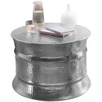 COUCHTISCH orientalisch rund Aluminium Hammerschlag-Look handgefertigt, Silber 62 x 62 x 41 cm - Silberfarben, Metall (62/62/41cm) - KADIMA DESIGN
