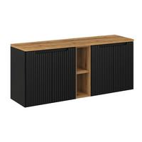 WASCHTISCHUNTERSCHRANK 140.4cm Riva Schwarz und Holz - Schwarz, Holzwerkstoff (140.4/59.5/40cm) - Petits-meubles