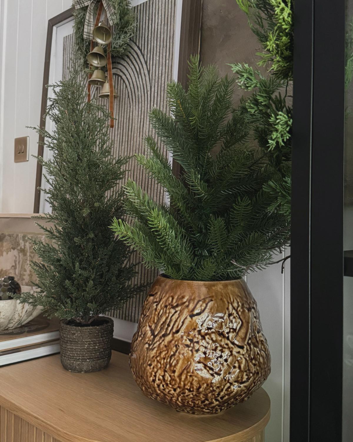 BLUMENVASE Steinzeug braun Betta - Braun, Stein (22cm) - Beliani