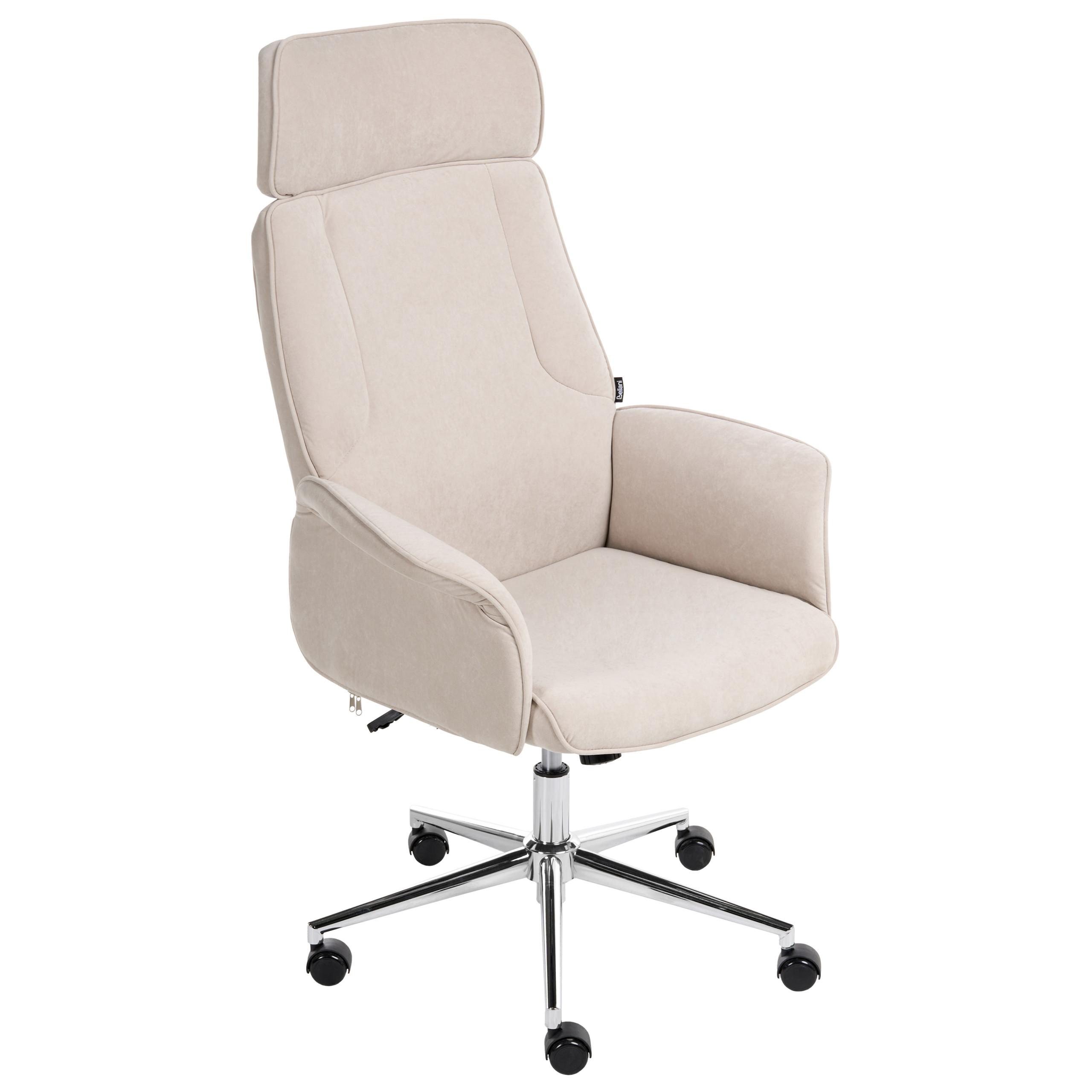 BÜROSTUHL Hellbeige Pilot - Beige/Silberfarben, Textil (72/117/72cm) - Beliani