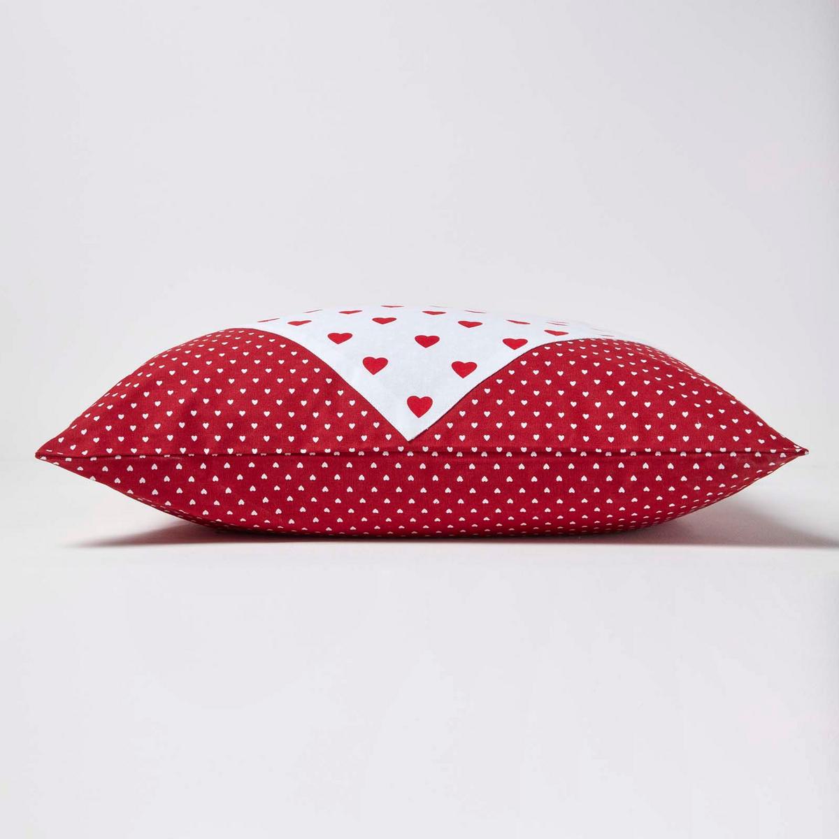 PATCHWORK-KISSENHÜLLE Herzen 60/60 cm - Rot, Textil (60/60cm) - Homescapes