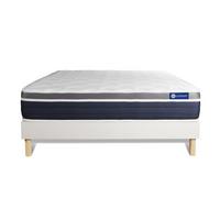 BETT Actilatex confort Latex und Memory-Schaum 140 x 220 cm h2 - Kit Bettgestell Weiß - Beige/Weiß, Karton/Holz (140/220cm) - ACTISOM