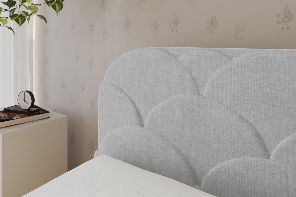 EINZELLBETT Jugendbett mit Bettkasten, Rechts - ELRY 100x200 Grau - Silberfarben, Holzwerkstoff/Textil (100/200cm) - ALTDECOR