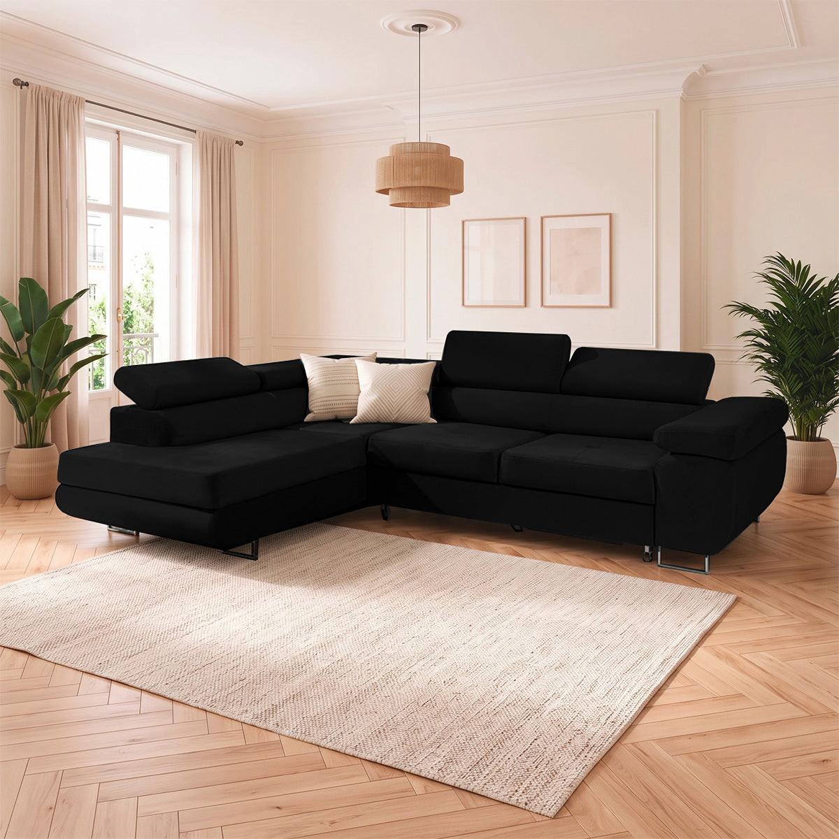 ECKSOFA Wilson 4 Sitzplätze Schwarz - Schwarz, Textil (271/201cm) - Petits-meubles