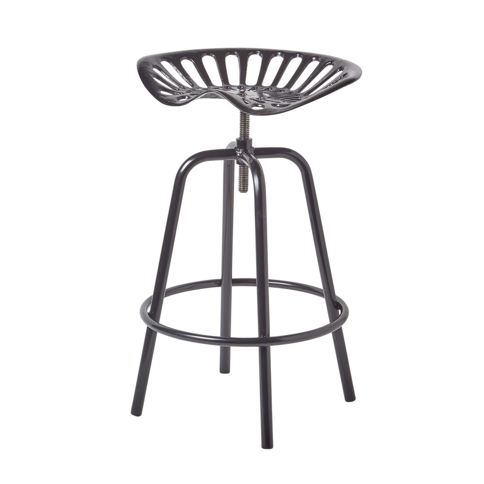 BARHOCKER Traktorsitz, Metall im Vintage-Look, höhenverstellbar - Schwarz, Metall (47/74/50cm) - Homescapes