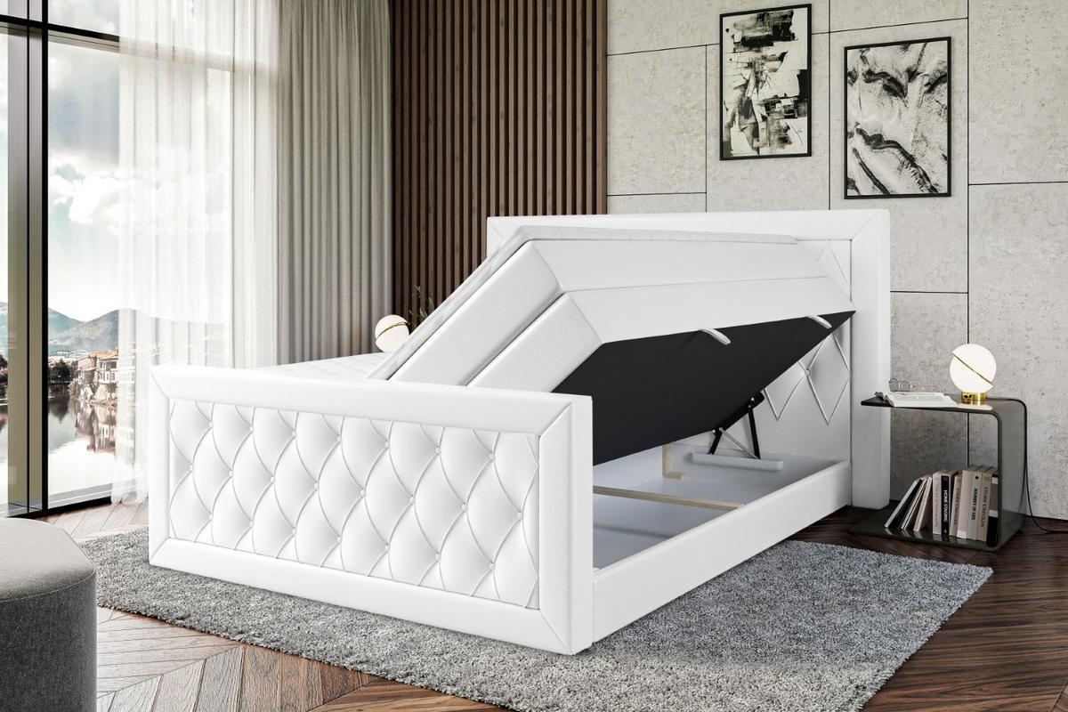 BOXSPRINGBETT NOEL-Z KING - 120 x 200 - H3/H4 - Weiß Hochglanz - Weiß Hochglanz, Holzwerkstoff (120/200cm) - ALTDECOR