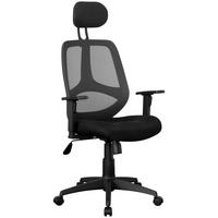 BÜROSTUHL Schwarz Stoff drehbar mit Armlehnen, Kopfstütze und 120 kg Belastbarkeit X-XL - Schwarz, Textil (57/127/61cm) - KADIMA DESIGN