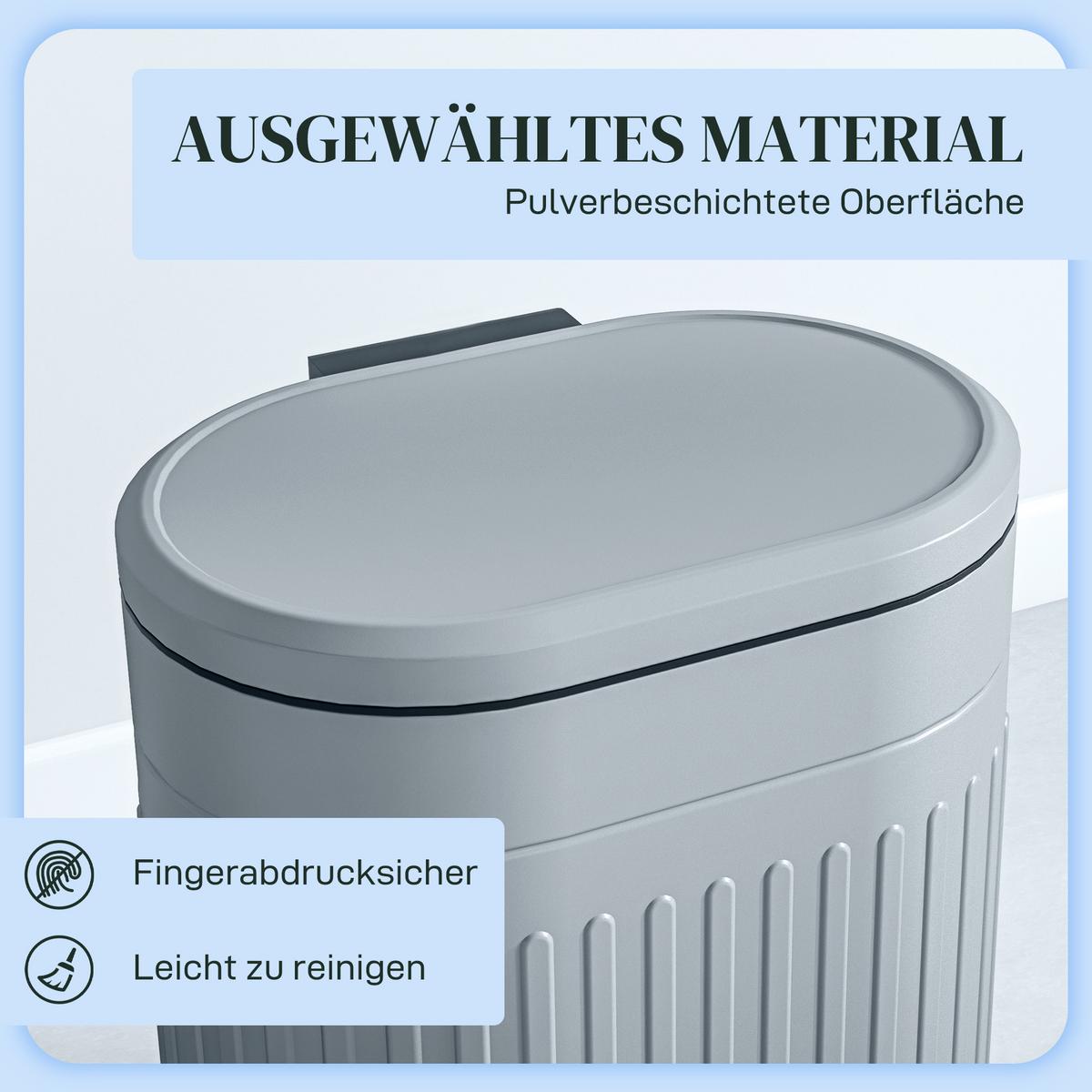 MÜLLEIMER Metall Kunststoff Grau - Grau, Metall (31.2/45/36.5cm) - HOMCOM