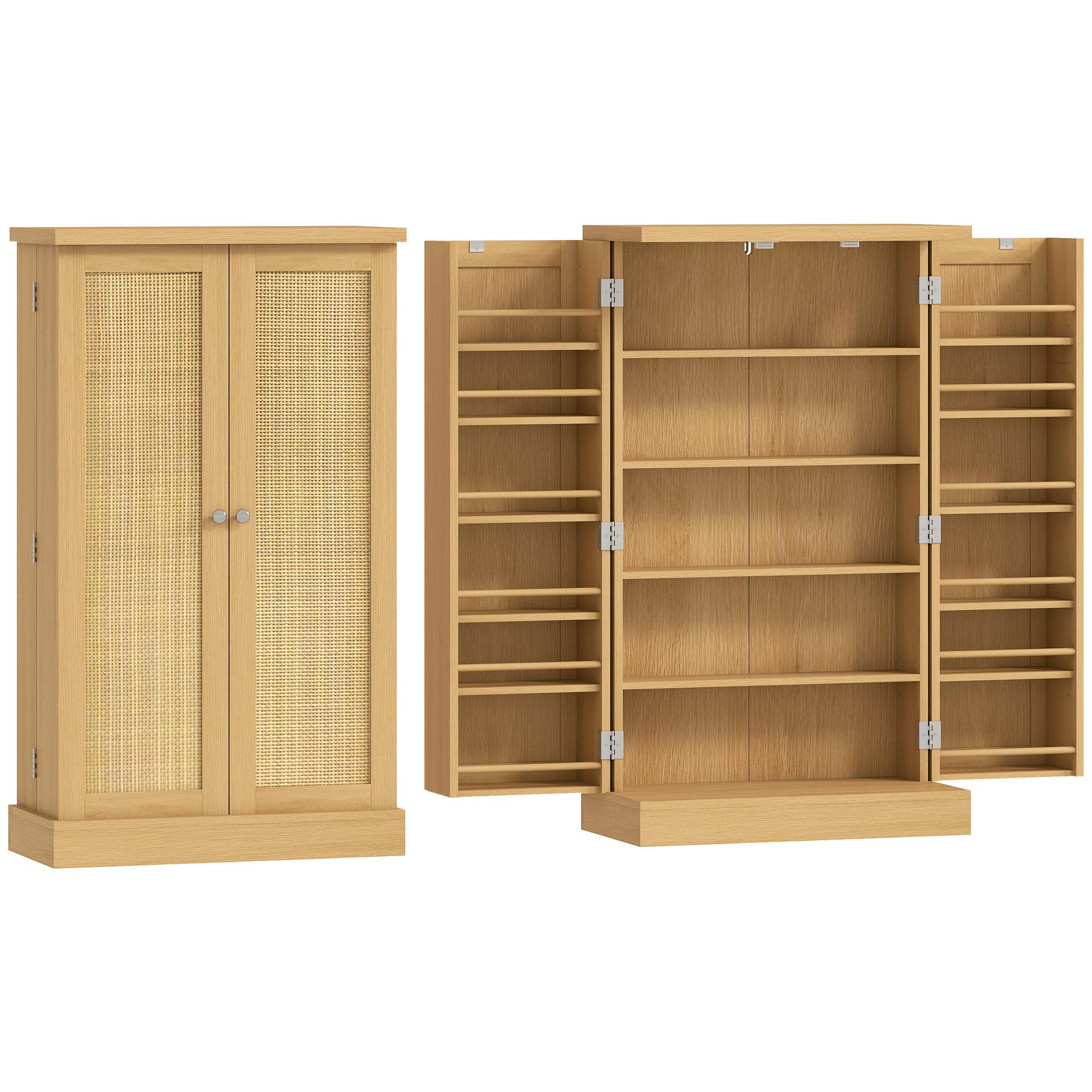 KÜCHENSCHRANK MDF Rattan Naturholz - Naturfarben, Holzwerkstoff (30/104/60cm) - HOMCOM