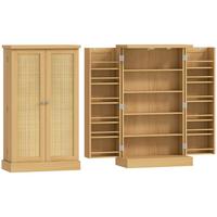 KÜCHENSCHRANK MDF Rattan Naturholz - Naturfarben, Holzwerkstoff (30/104/60cm) - HOMCOM