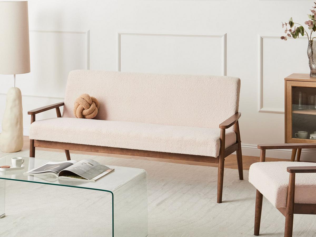 3-SITZER-SOFA Bouclé Dunkelbraun/Beige Esrum - Dunkelbraun, Textil (151/79/72cm) - Beliani