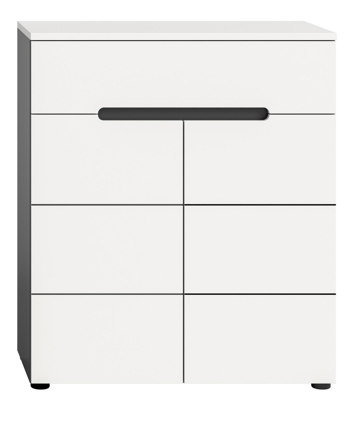 SCHUHKOMMODE weiß, grau, Flurkommode 80 x 94 cm, Vollauszug und Soft-Close - Schwarz/Weiß, Holzwerkstoff/Kunststoff (80/94/37cm) - Inn.Furn
