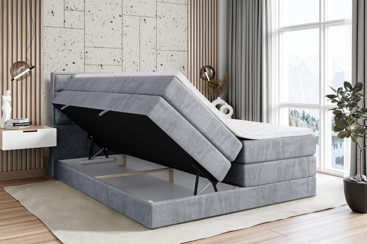 BOXSPRINGBETT ZAFIRA-BZ KING - 180 x 200 - H3/H4 - Grau - Grau, Holzwerkstoff (180/200cm) - ALTDECOR