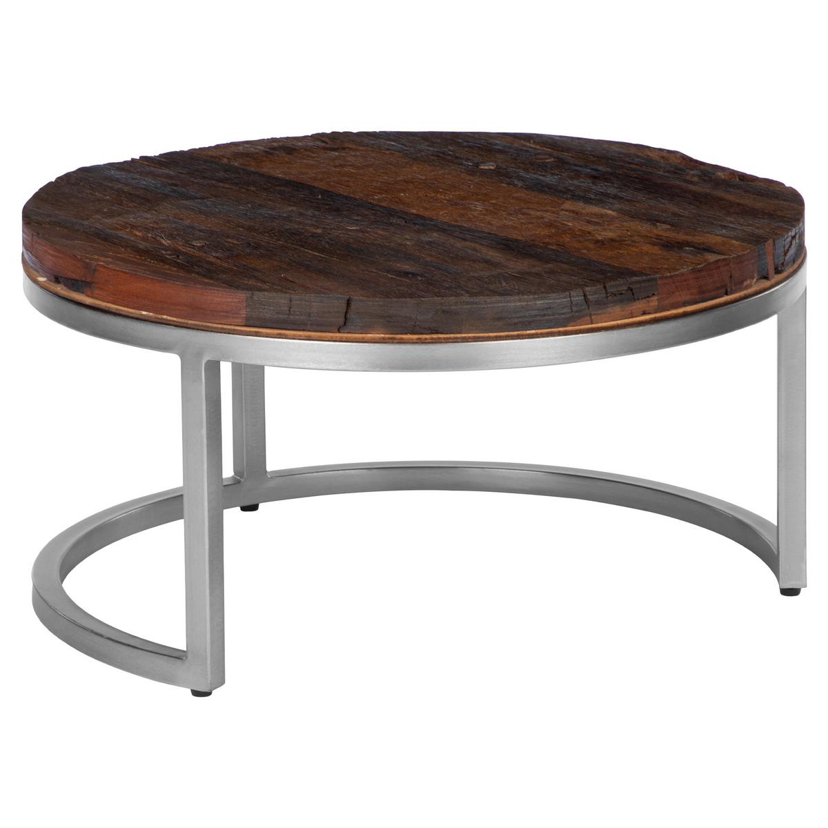 COUCHTISCH Ø70x35 cm rund Natur/Nickel-Finish aus Akazienholz/Metall - Naturfarben, Holz (70/70/35cm) - WOMO-DESIGN