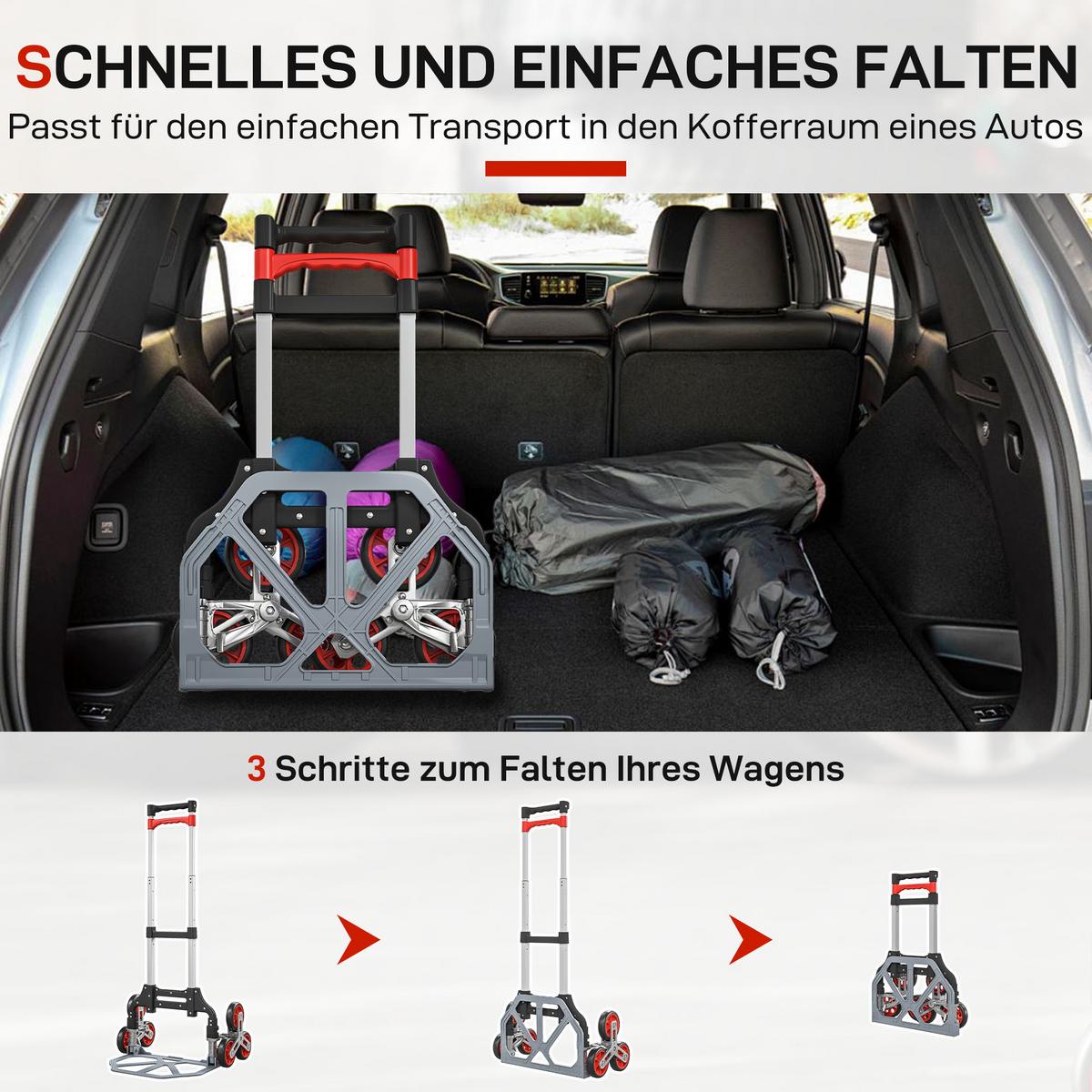 SACKKARRE mit 6 Rädern inkl. Teleskopgriff max. 70 kg - Multicolor, Metall (44/100/46cm) - HOMCOM