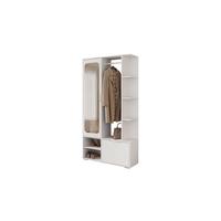 GARDEROBE NOLA 100/33,1/188,5 cm Weiß mit Spiegel und Schuhschrank - Weiß, Holzwerkstoff/Metall (100/188.5/33.1cm) - Lookway