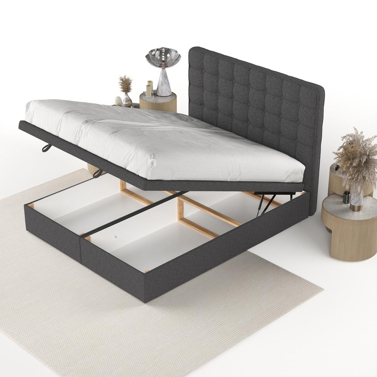 POLSTERBETT Celestia mit Stauraum 160/200 cm Anthrazit im Megan Stoff - Anthrazit/Schwarz, Holz/Holzwerkstoff (160/200cm) - AltaBeds