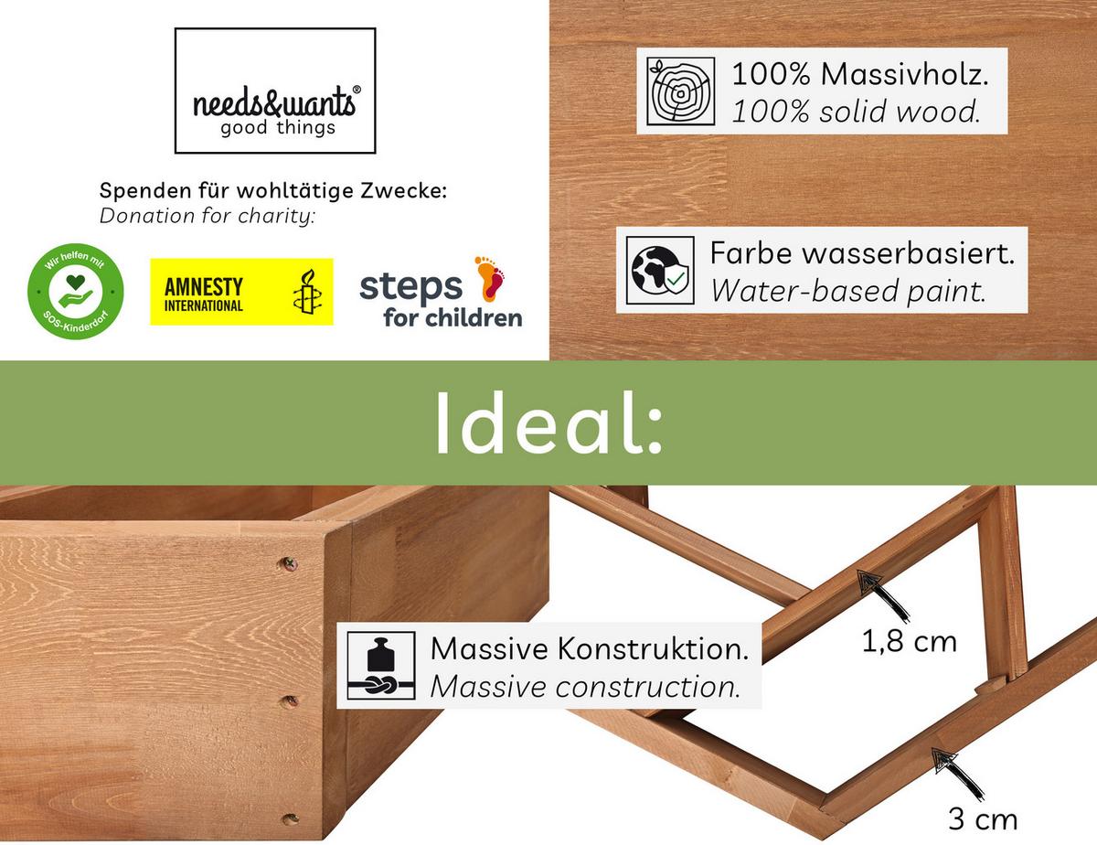 PFLANZBEET Hexy1 - Braun, Holz (100/80/100cm) - needs&wants