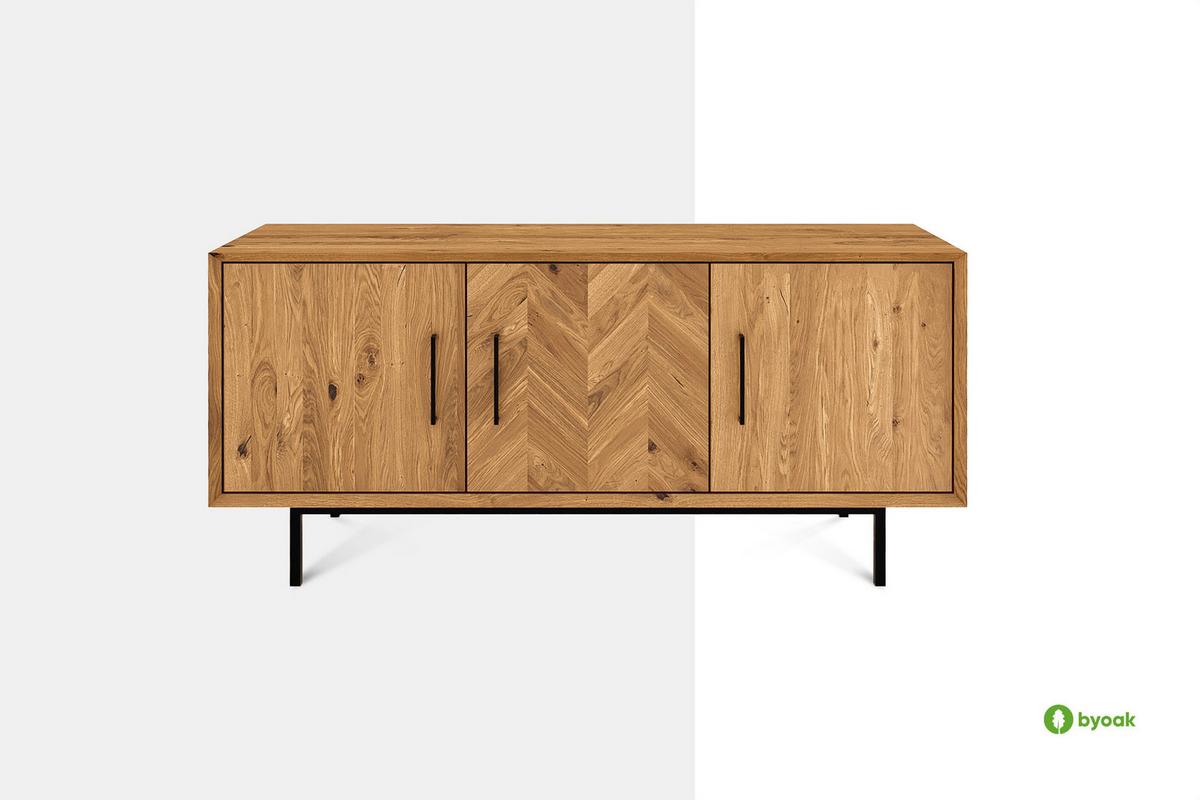 KOMMODE BREIT LEON Wildeiche - Wildeiche, Holz (144/65/45cm) - byoak