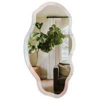 SPIEGEL 90x45 cm asymmetrisch mit Druck - Pastellabstraktion - Transparent, Glas (45/90/0.4cm) - TULUP