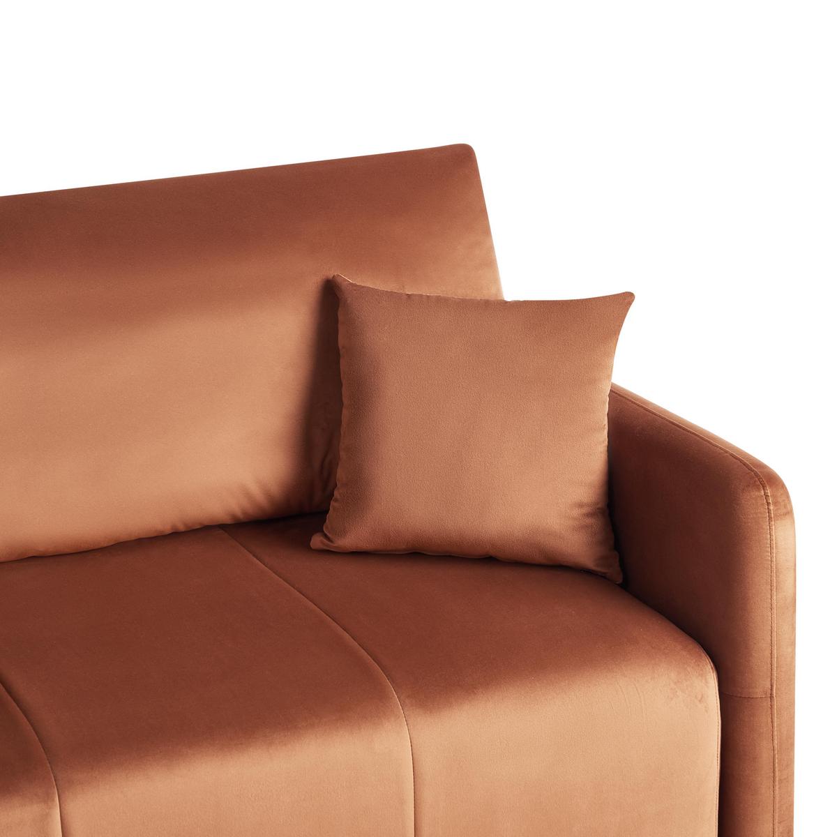 SCHLAFSOFA 3-Sitzer Samtstoff Goldbraun Egge - Goldfarben, Textil (220/88/93cm) - Beliani