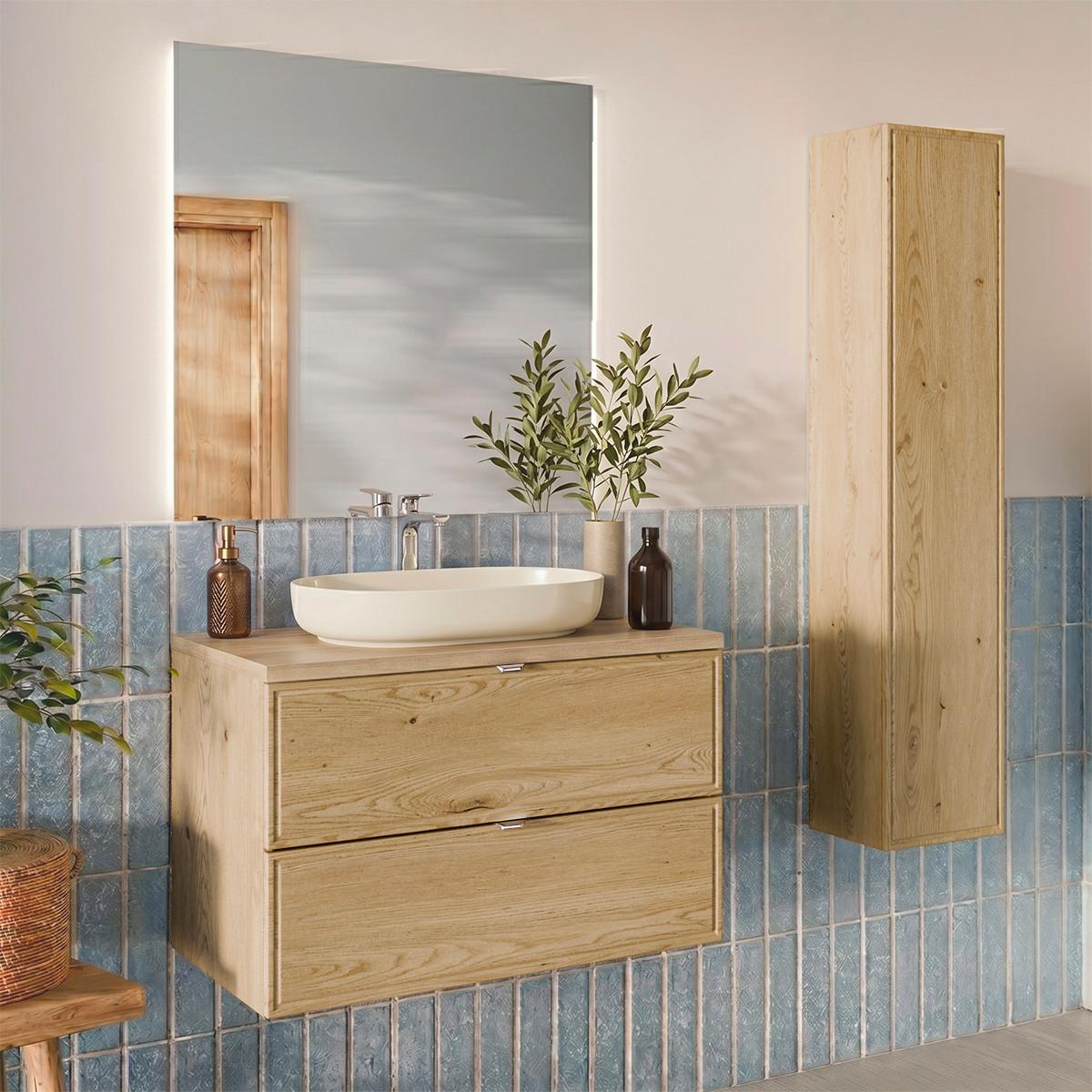 BADMÖBEL 80cm Elias 2er-Set Holz - Braun, Holzwerkstoff (80/52.2/46cm) - Petits-meubles