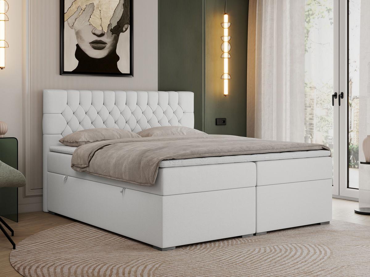 BOXBETT PERA 120/200 Weiß Kunstleder - H3 - Weiß, Holz/Textil (120/200cm) - MKS