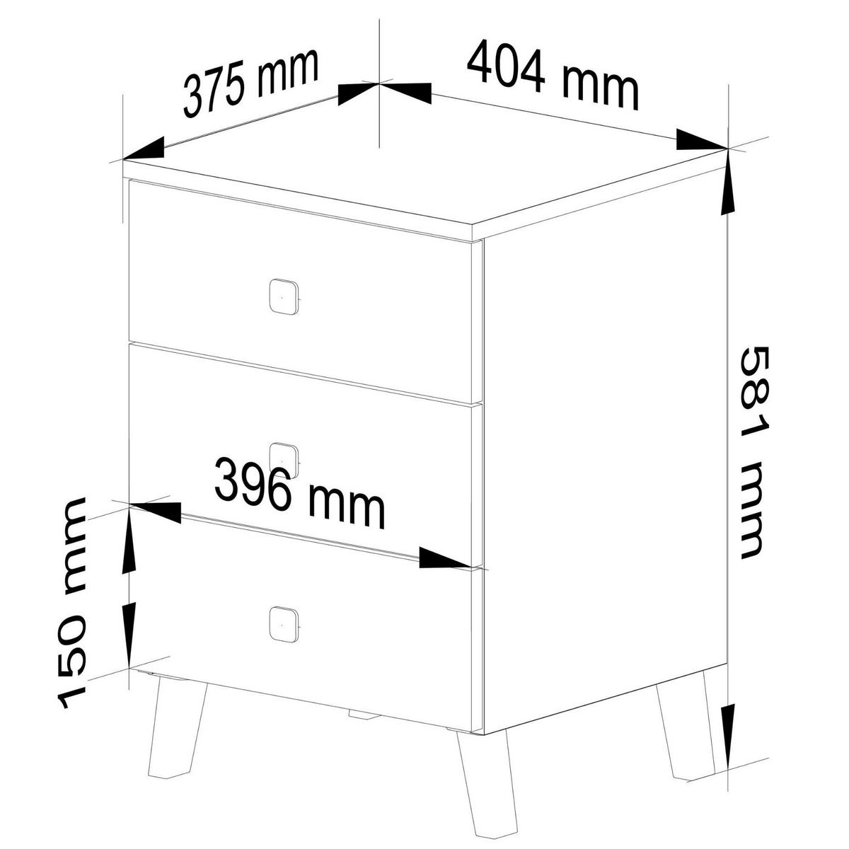 NACHTTISCH Weiß, Schwarz 58/40/37 - Schwarz/Weiß, Holzwerkstoff (40/58/37cm) - RAUMHIRSCH FURNITURE