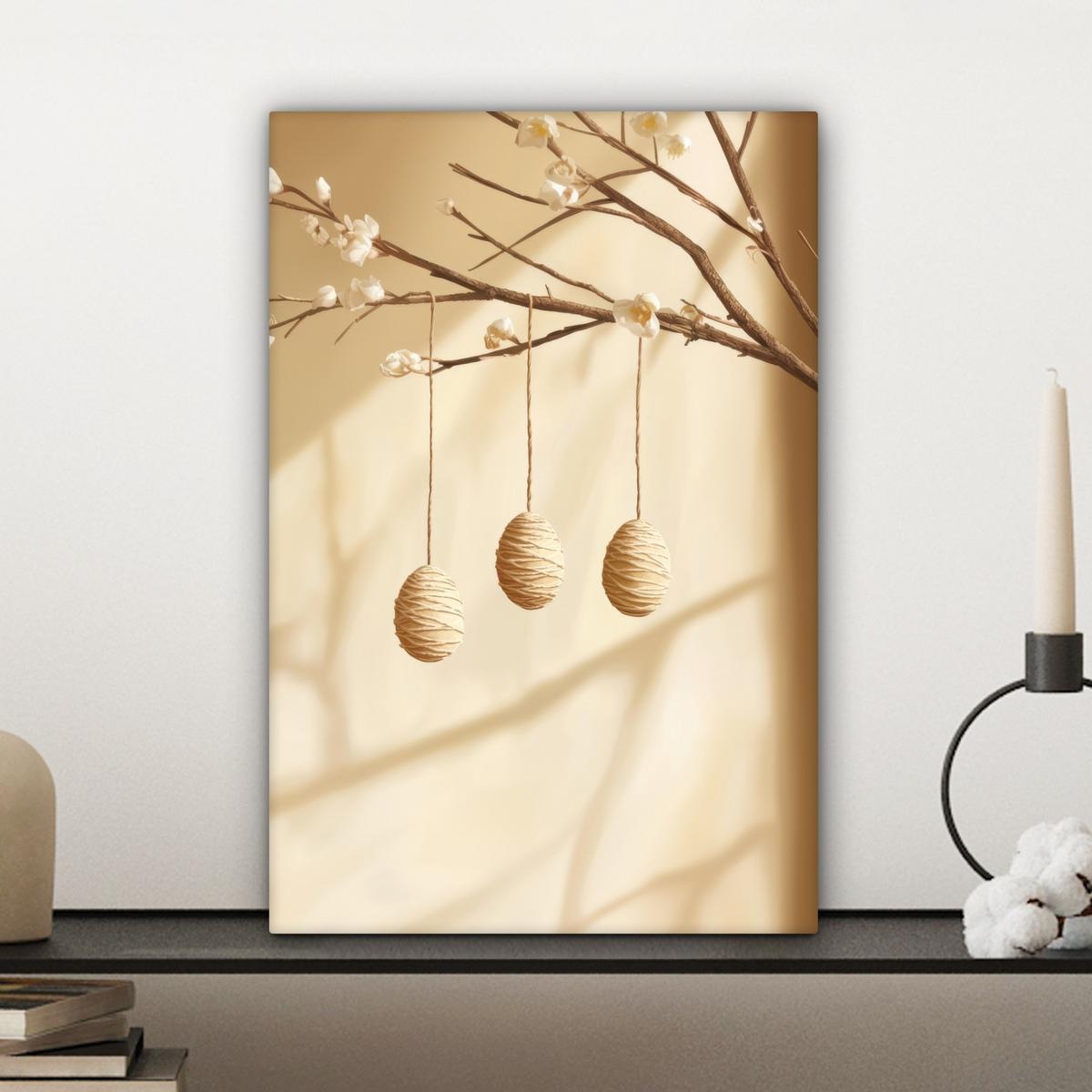 LEINWANDBILD Beige - Osterkuchen - Eier Deko Wohnzimmer 20x30 cm - Beige, Textil (20/30cm) - MuchoWow