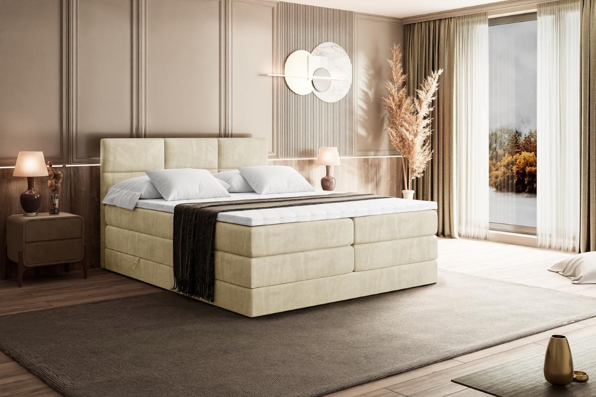 BOXSPRINGBETT OHIO KING - 140x200 - H3/H4 - Beige - Beige, Holzwerkstoff (140/200cm) - ALTDECOR