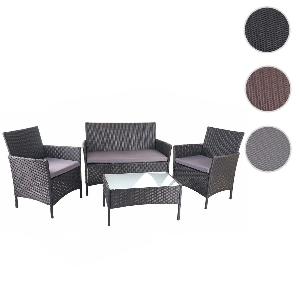 POLY-RATTAN GARNITUR Schwarz, Anthrazit - Anthrazit/Schwarz, Kunststoff - MCW