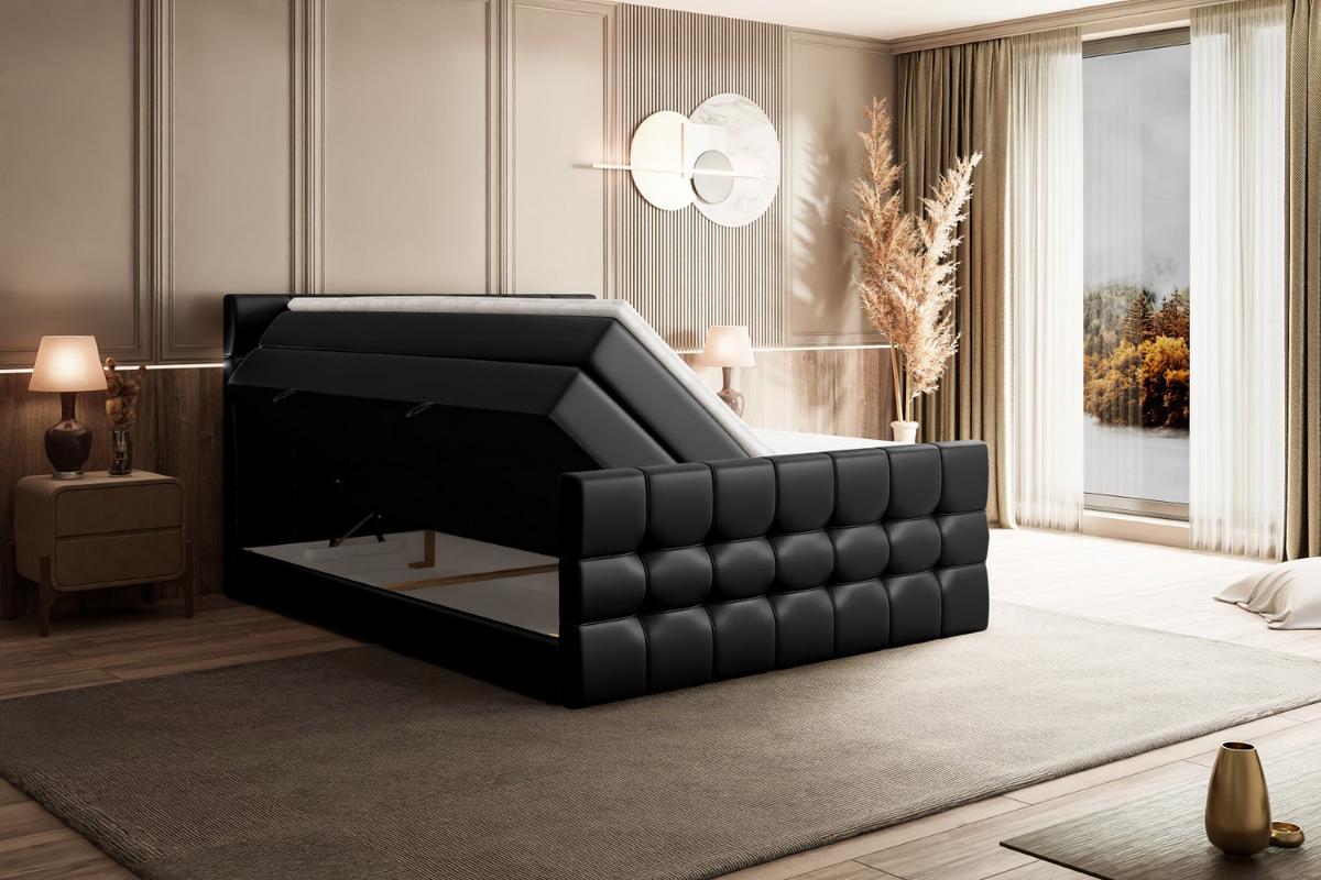 BOXSPRINGBETT BERO-Z KING - 140 x 200 - H3/H4 - Schwarz Hochglanz - Schwarz Hochglanz, Holzwerkstoff (140/200cm) - ALTDECOR