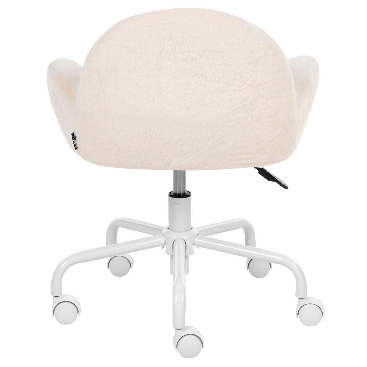 SCHREIBTISCHSTUHL Webpelz Cremeweiß Jubbi - Creme, Textil/Metall (60/65/60cm) - Beliani